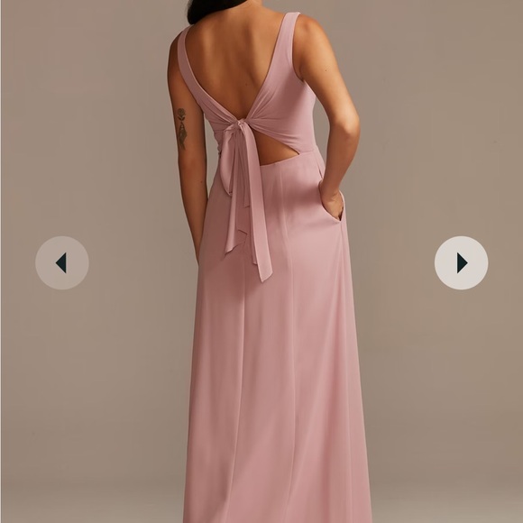 David’s bridal Chiffon Tank Scoop Neck Dress - Picture 2 of 4